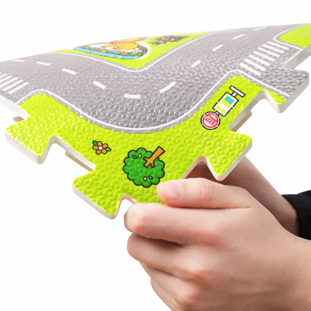 Tapis d'éveil puzzle pour enfant – circuit routier et ville