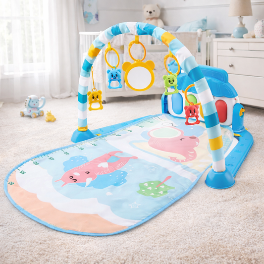 Tapis d’éveil pour bébé avec arche et jouets suspendus
