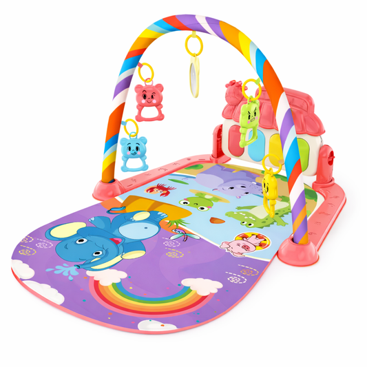 Tapis d’éveil pour bébé avec arche multicolore et jouets suspendus
